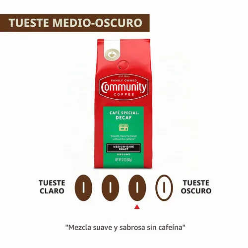 Vista 5 de Community Coffee Café Especial Descafeinado Molido, Tostado Medio Oscuro, Bolsa de 12 Onzas (Paquete de 1)