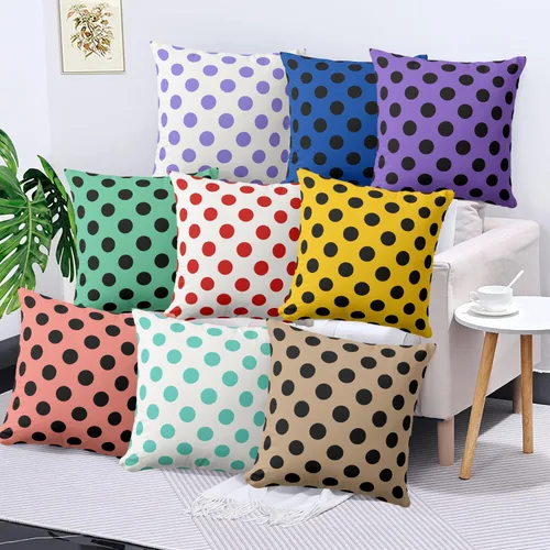 Vista 9 de Fundas de almohada de lunares negros sobre beige de 16 x 16 pulgadas, fundas de almohada decorativas rústicas y cuadradas para decoración del sofá