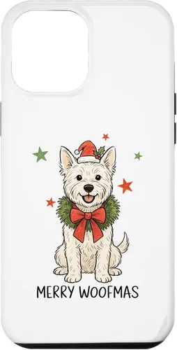 Vista 25 de Merry Woofmas White Terrier Dog Santa Hat Christmas Cute Dog Case for iPhone 15