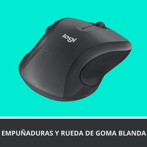 Vista 3 de Logitech M510 - Mouse inalámbrico, ratón para laptop y PC con receptor unificador USB, botones programables - Grafito