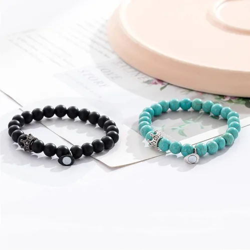 Vista 3 de BMMYE Magnetic Couple Bracelets Valentine's Day Gift, Long Distance Relationship Boyfriend and Girlfriend His and Her Bracelet pulseras para parejas