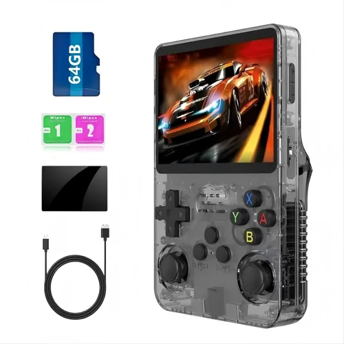 Vista 8 de Consola de juegos portátil, 64 GB, más de 20.000 juegos preinstalados, 12 emuladores, consola de juegos retro portátil con pantalla IPS de 3.5