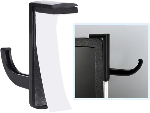 Vista 3 de Mudder Paquete de 4 ganchos para monitor para auriculares, soporte para auriculares, soporte adhesivo para auriculares, color negro