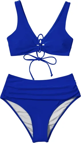 Vista 3 de SUUKSESS Conjunto de bikini de cintura alta para mujer, sexy, push up, traje de baño de 2 piezas