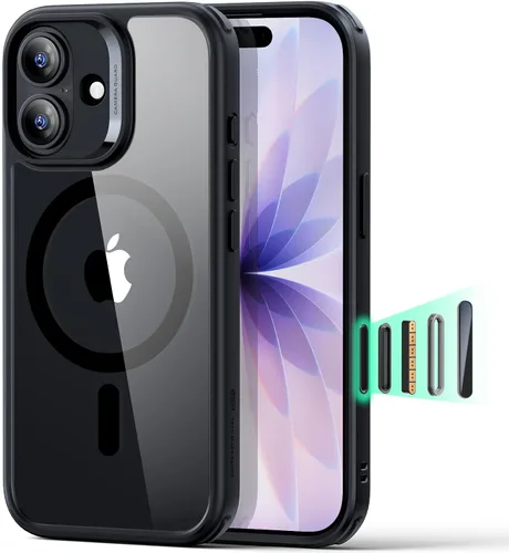 Vista 25 de ESR Classic Hybrid - Funda para iPhone 16 Pro, color negro transparente claro negro