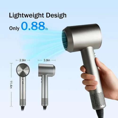 Vista 5 de Secador de pelo iónico profesional para mujeres, 115000 RPM Secador portátil de alta velocidad para hombres. Secador de pelo silencioso y ligero
