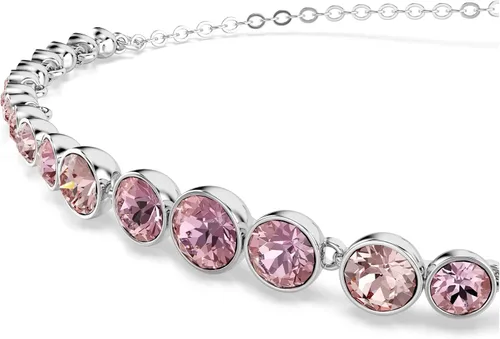 Vista 4 de Pulsera Swarovski Emily de tenis colección de joyería Cristales en tono rosa - Acabado en tono rodio