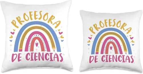 Vista 3 de Passionate science teacher. Funny apparel Profesora de ciencias. Versión arcoíris Throw Pillow, 16x16, Multicolor