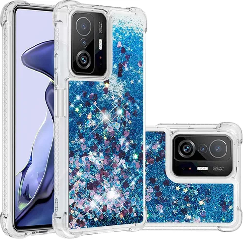 Vista 8 de Funda brillante con purpurina para Xiaomi 11T 5G, 11T Pro 5G, funda de arena movediza líquida de silicona suave TPU a prueba de golpes, funda