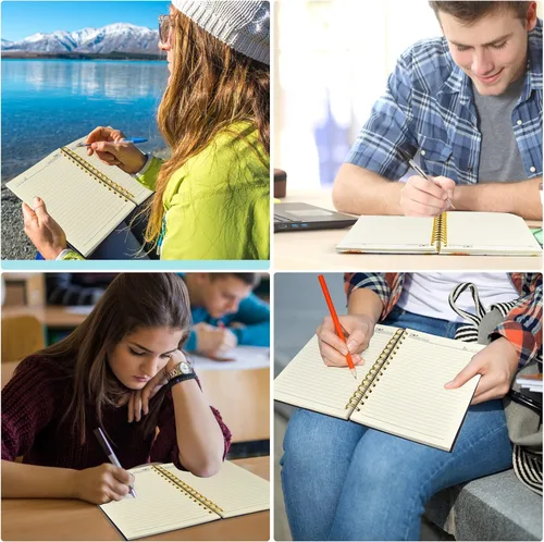 Vista 6 de Coopay Paquete de 12 cuadernos en espiral A5 para mujeres, cuadernos de composición con rayas universitarias, diario en espiral de tapa dura, lindo