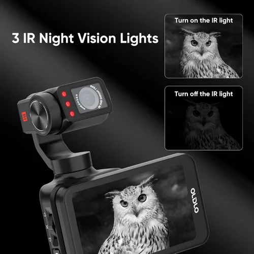 Vista 3 de ORDRO Videocámara de bolsillo M5, videocámara de video 4K 60FPS de estabilización de 3 ejes, cámara de bolsillo de visión nocturna IR para vlogging