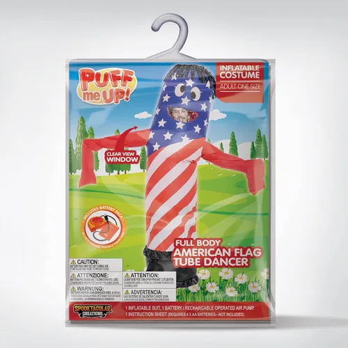 Vista 7 de Spooktacular Creations Disfraces inflables para adultos bandera estadounidense bailarín de aire tubo ondulado para hombre disfraz con soplador
