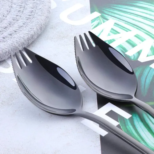 Vista 2 de Buyer Star Sporks - Juego de 6 tenedores de acero inoxidable 18/8 para uso diario en el hogar, 7.6 pulgadas, 1.6 onzas, cuchara para helado