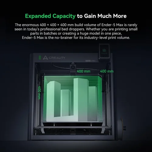 Vista 2 de Impresora 3D Creality Ender-5 Max, gran volumen de construcción 400 * 400 * 400mm, hasta 700mm/s de velocidad de impresión, eje X con riel lineal