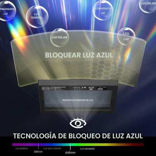 Vista 3 de YESWELDER - Máscara de soldar con oscurecimiento automático, funciona con energía solar, color real.