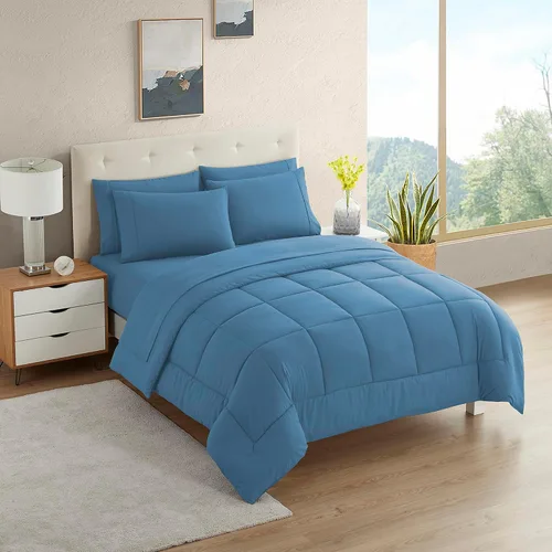 Vista 107 de Sweet Home Collection Juego de edredón de 7 piezas de color sólido para todas las estaciones, manta alternativa de plumón suave y lujosas sábanas