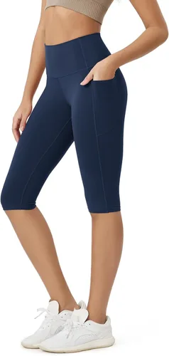 Vista 60 de ODODOS Pantalones capri de yoga suaves como mantequilla para salón con bolsillos para mujeres, leggings capri de cintura alta de 14"/19"/21