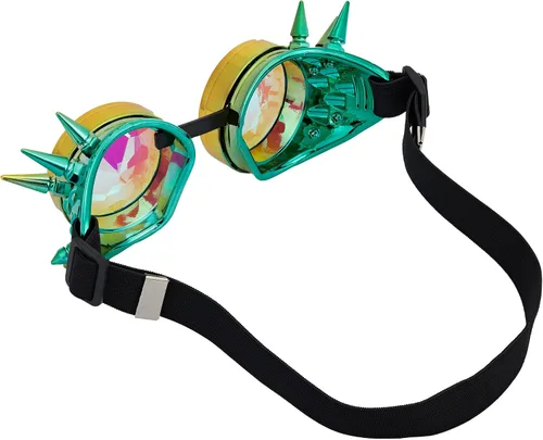 Vista 97 de Gafas caleidoscopio para raves trippy psicodélico steampunk con lentes de cristal de difracción de prisma arcoíris