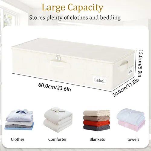 Vista 4 de Yawinhe SNH002BES-1 - Bolsas para debajo de la cama, contenedores de almacenamiento con tapa, contenedores plegables para mantas, con cremallera