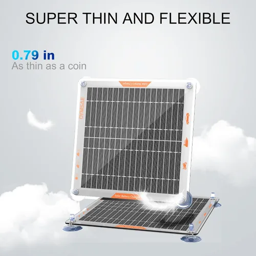 Vista 6 de OYMSAE - Cargador de batería con panel solar de 5 W / 12 V para automóvil, portátil, impermeable + Mantenedor con enchufe de encendedor