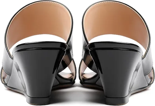 Vista 4 de WAYDERNS Sandalias de cuña de tacón bajo de dos piezas para mujer con punta abierta y puntera abierta, de 2 pulgadas