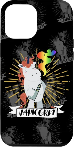 Vista 6 de iPhone 14 Vapicorn - Unicornio Vaping Divertido - Funda Rainbow Vape Clouds
