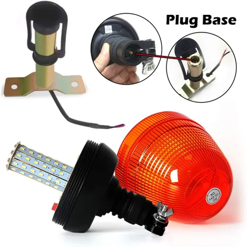 Vista 3 de 60 luces LED intermitentes ámbar intermitentes, lámpara estroboscópica de montaje flexible con soporte de enchufe, luz de advertencia de emergencia