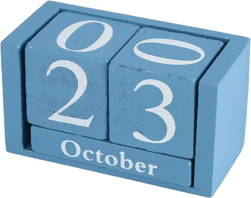 Vista 4 de Yosoo Health Gear Calendario de escritorio con fecha cambiable diaria, calendario perpetuo vintage de madera para uso en una cafetería, restaurante