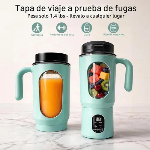 Vista 3 de Batidora portátil para batidos, 580ML USB-C recargable Juicer Cup (verde)