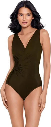 Vista 10 de Miraclesuit Traje de baño de una pieza para mujer Belle Gattino Esmerelda con aros y control de abdomen Negro
