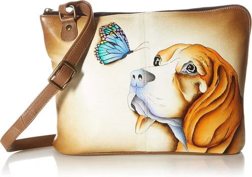 Vista 26 de Anna by Anuschka Organizador de viaje con cremallera de dos caras de cuero genuino pintado a mano para mujer