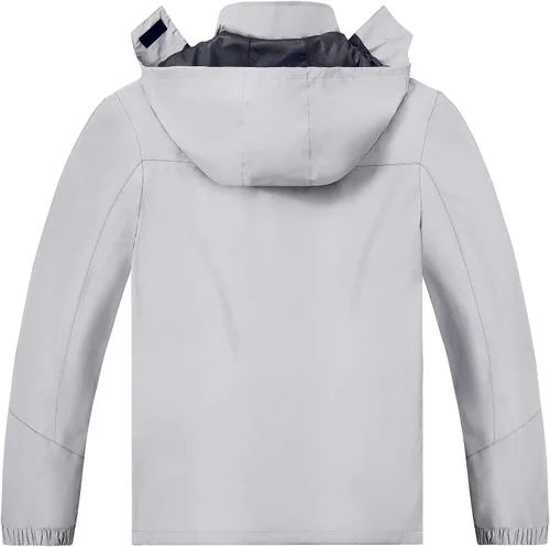 Vista 2 de TEZO Chaqueta impermeable para hombre, con capucha, rompevientos ligera