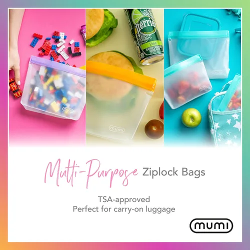 Vista 6 de MUMI Piccolo Bolsas reutilizables con cremallera, juego de 3 bolsas de silicona con cierre hermético Bolsas reutilizables con cierre hermético