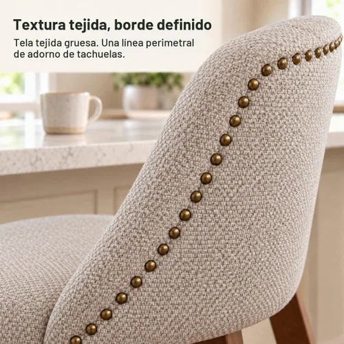 Vista 4 de Juego de 2 taburetes de bar giratorios modernos, taburetes de bar de 26.6 pulgadas de altura de mostrador beige con respaldo para isla de cocina