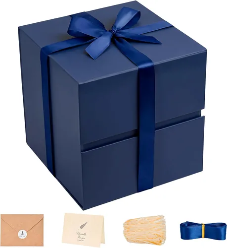 Vista 17 de LIFELUM Square Gift Box with Magnetic Lid, Card, Sticker, Ribbon, Shredded Paper Filler for Business, Wedding, Birthdays