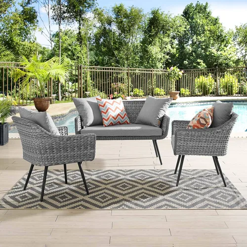 Vista 18 de Modway EEI-3176-GRY-GRY-SET - Sillón Endeavor de mimbre para patio al aire libre, 2 sillones, gris