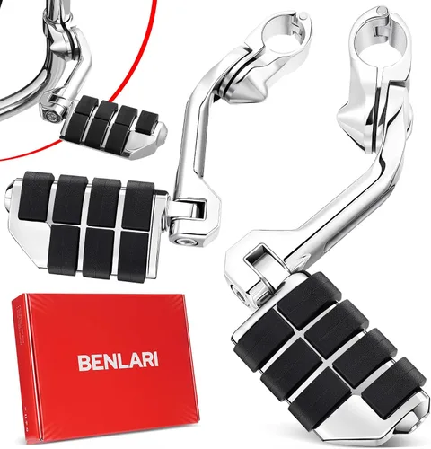 Vista 9 de Benlari Estriberas de Carretera de 1 pulgada 1-1/4 pulgadas Estriberas de Acero Inoxidable 304 Largas Anguladas Ajustables Compatibles con Harley