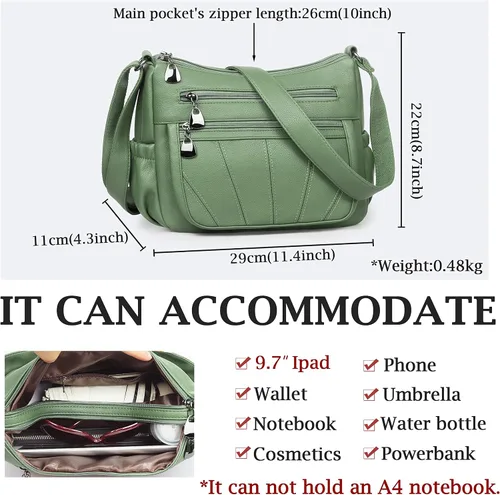 Vista 3 de Bolso cruzado para mujer, bolso de hombro suave de piel sintética, bolso mediano y espacioso, bolso de mano de moda con asa superior