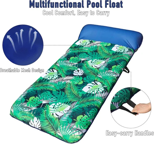 Vista 4 de FindUWill Flotador inflable para piscina para adultos, 72 pulgadas XL, flotadores de piscina cubiertos de tela de gran tamaño para adultos