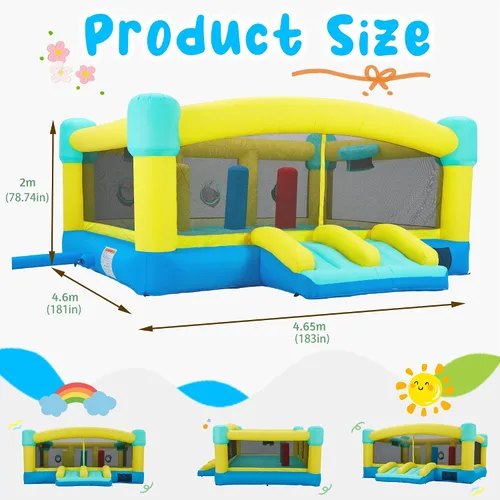 Vista 2 de Big Bounce House - Castillo inflable de rebote de 15 x 14.8 pies para niños de 3 a 12 años, casa hinchable para exteriores/interiores con soplador