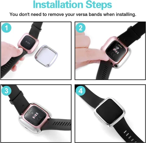 Vista 8 de Wepro Funda protectora de pantalla compatible con reloj inteligente Fitbit Versa 2, paquete de 3 fundas de TPU suave chapado en poliuretano