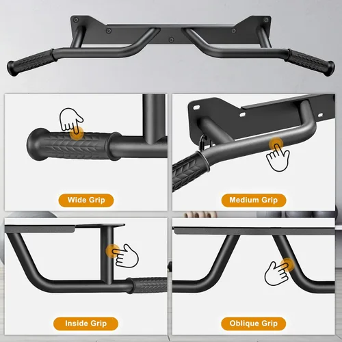 Vista 4 de Kipika - Barra de dominadas de gran resistencia para montar en la puerta, barra multifuncional para flexiones, barra de fitness portátil