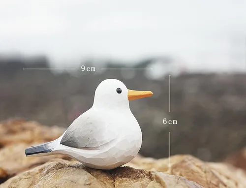 Vista 2 de Figura de pájaro gaviota tallada a mano en madera, pequeña decoración de pájaro para el hogar, estatua de pájaro para decoración de estante (gaviota)