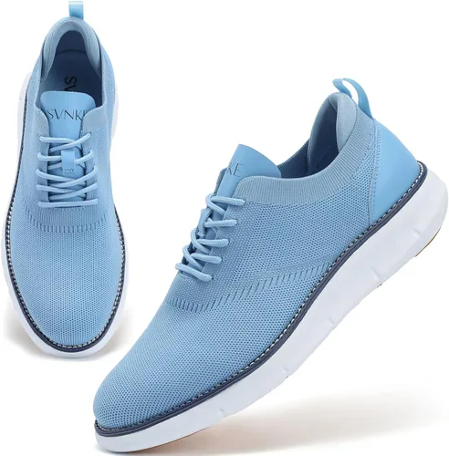 Vista 7 de Zapatos de vestir de malla para hombre, zapatos casuales de negocios, con cordones, zapatos Oxford ligeros, transpirables, cómodos, suela gruesa