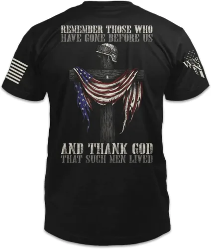 Vista 2 de Remember Those Before Us Camiseta Patriotic Tribute Tee Camisa de apoyo veterano del orgullo americano Ropa militar 100% algodón