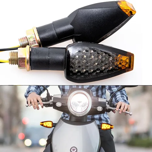 Vista 2 de Mini luz de flecha para motocicleta, luces intermitentes de 0.394 in, indicador LED universal para motocicleta, lámpara ámbar intermitente