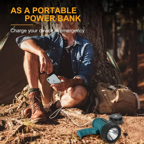 Vista 7 de YIERBLUE Linterna recargable IP67 impermeable con 1000,000 lúmenes LED, 12 horas de luz de punto de larga duración, foco de mano resistente a