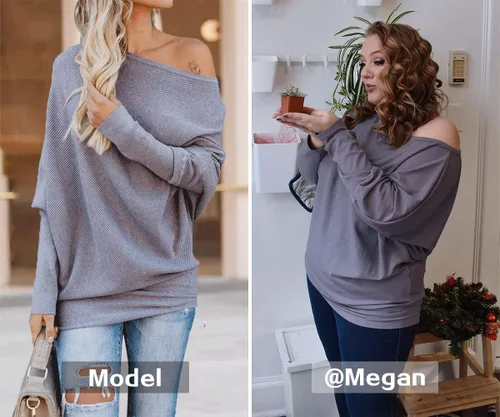 Vista 2 de Exlura - Blusa de hombro descubierto, con manga larga tipo murciélago, ajuste holgado, para mujer