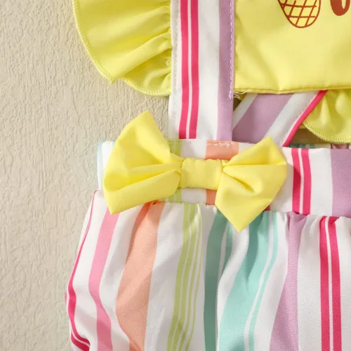Vista 6 de Shalofer Traje de 1er cumpleaños para niña, overol de helado de verano con diadema