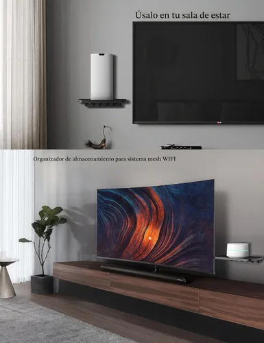 Vista 3 de Estante universal de montaje en pared para enrutador WiFi Google, color negro